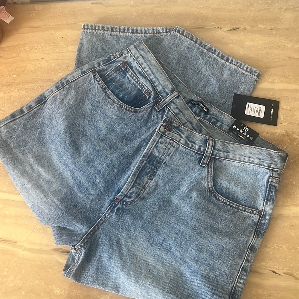 NEW WITH TAGS FASHION NOVA CRISSCROSS DENIM JEANS SIZE 13
